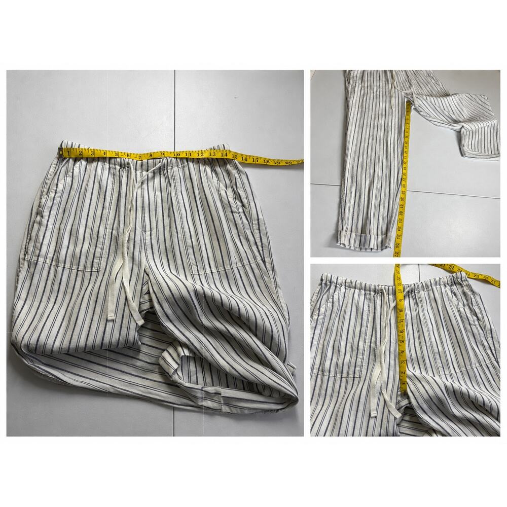Joie Striped Linen Cotton Drawstring Pants Blue White Coastal Small - Picture 5 of 11